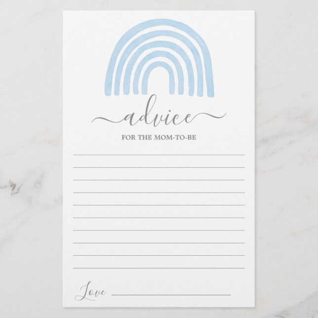 Lámina Blue Rainbow Advice para que la mamá sea una carta (Anverso)