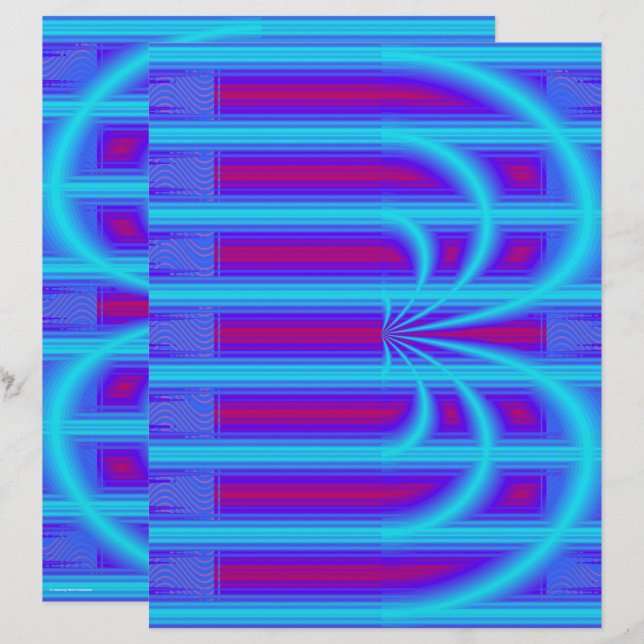 Lámina Blue Retro Cathedral Scrapbook Paper 2-Sided Page (Anverso / Reverso)