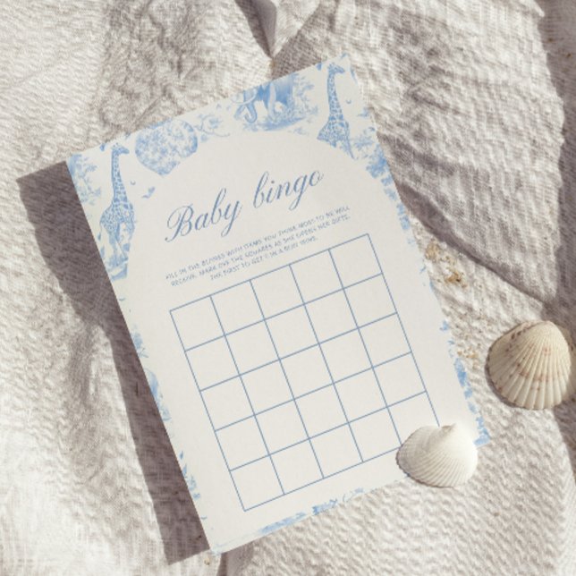 Lámina Blue Safari Toile de Jouy Baby Shower Bingo Game (Subido por el creador)
