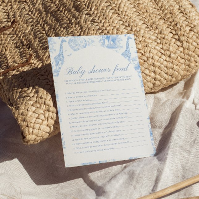Lámina Blue Safari Toile de Jouy Baby Shower Feud Games (Subido por el creador)