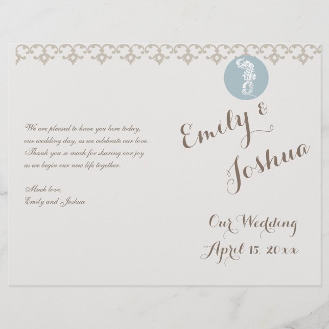 Lámina Blue Seahorse Blue Classic Nautical Elegant (Anverso)