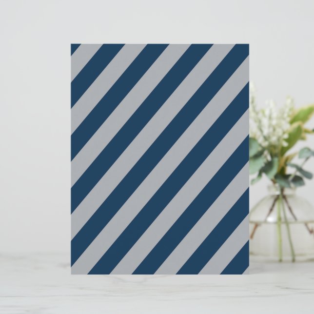 Lámina Blue & Silver Diagonal Stripes Scrapbook Paper (Anverso de pie)