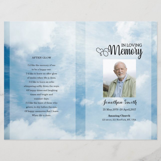 Lámina Blue sky Funeral Program template (Anverso)