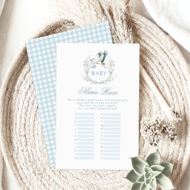 Lámina Blue Stork Delivery Baby Boy Shower Name Race Game