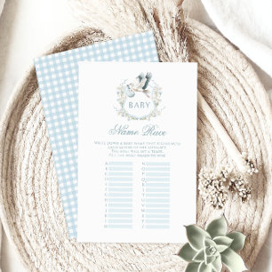 Lámina Blue Stork Delivery Baby Boy Shower Name Race Game