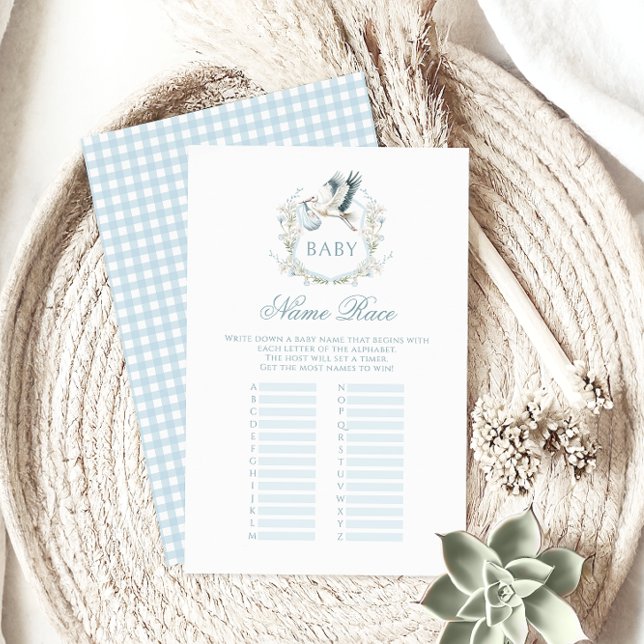 Lámina Blue Stork Delivery Baby Boy Shower Name Race Game (Subido por el creador)