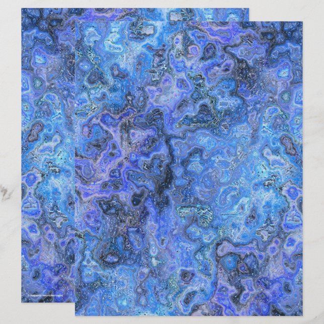 Lámina Blue Swirly Marble Scrapbook Paper 2-Sided Page (Anverso / Reverso)