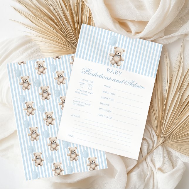 Lámina Blue Teddy Bear Baby Shower Predictions and Advice (Subido por el creador)
