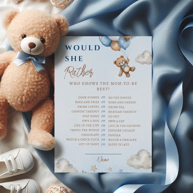 Lámina Blue Teddy Bear Balloons Baby Shower Game (Subido por el creador)