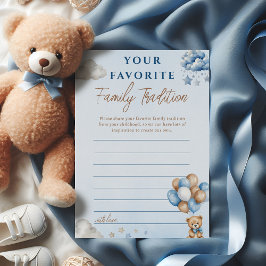 Lámina Blue Teddy Bear Balloons Family Tradition Card