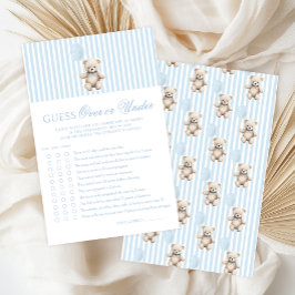 Lámina Blue Teddy Bear Bow Baby Shower Over or Under Game