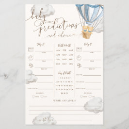 Lámina Blue Teddy Bear Twins Baby Predictions Game