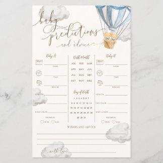 Lámina Blue Teddy Bear Twins Baby Predictions Game