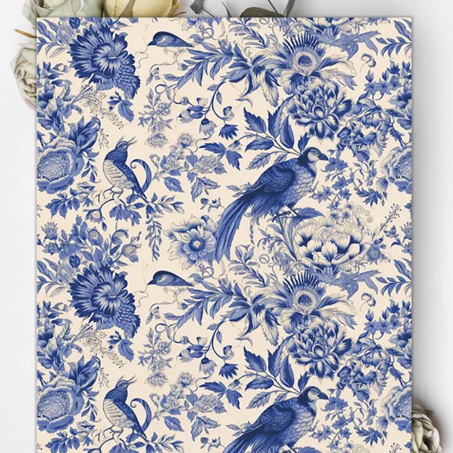 Lámina Blue Toile du Jouy Floral Pheasant Paper (Subido por el creador)