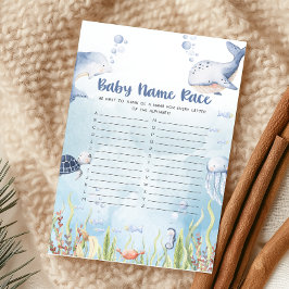 Lámina Blue Under the Sea Baby Shower Baby Name Race Game