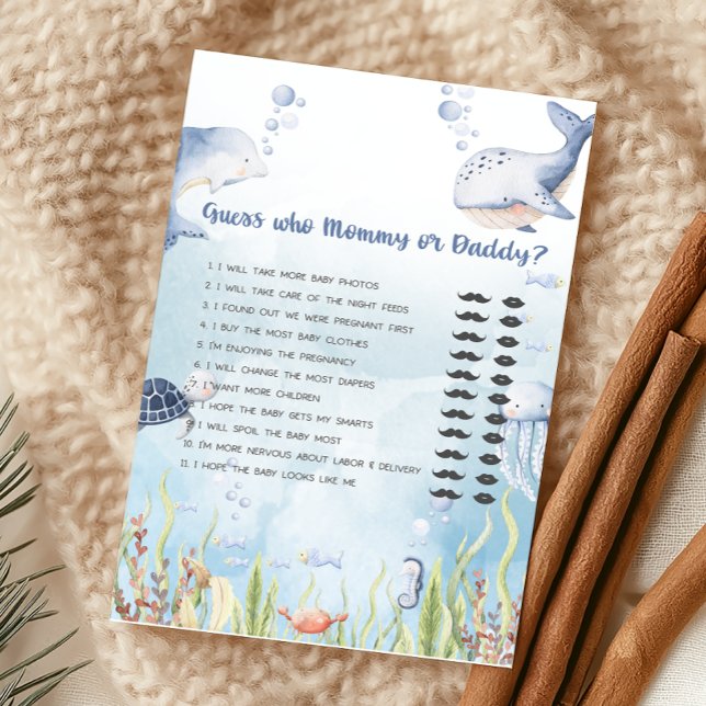 Lámina Blue Under the Sea Baby Shower Guess Who Game (Under the Sea Baby Shower Game)