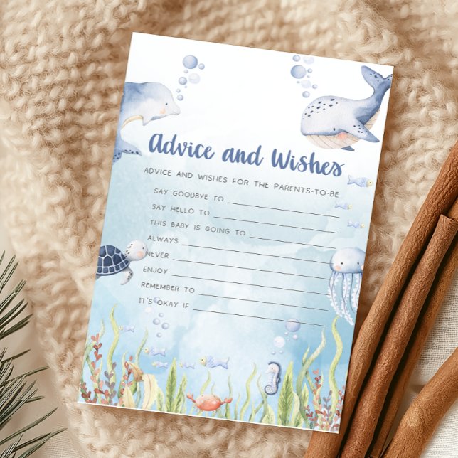 Lámina Blue Under the Sea Shower Advice and Wishes Game (Under the Sea Baby Shower Game)
