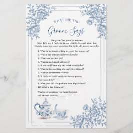 Lámina Blue Victorian Garden Bridal Tea Lo Que Groom Dice