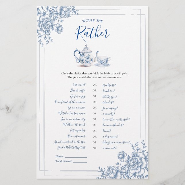 Lámina Blue Victorian Garden Bridal Tea Más Bien (Anverso)