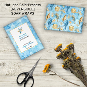 Lámina 🌊 Blue Watercolor Beach Themed Soap Wraps