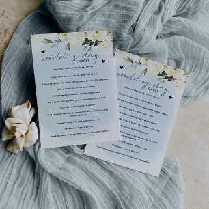 Lámina Blue Watercolor White Rose Wedding Day Dares de ju