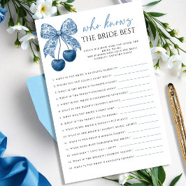 Lámina Blue Who knows the Bride Best Bridal Shower Game
