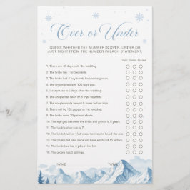Lámina Blue Winter Bridal Shower Over or Under Game