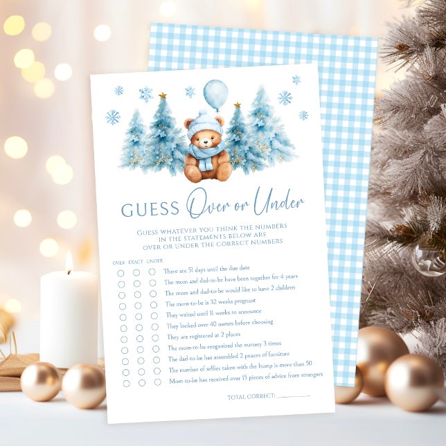 Lámina Blue Winter Teddy Bear Baby Over or Under Game (Subido por el creador)