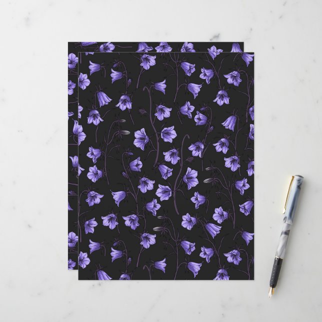 Lámina Bluebells, Harebells, Bellflowers (Anverso/Reverso In Situ)