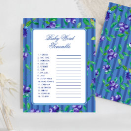 Lámina Blueberries Baby Shower Baby Word Scramble Game