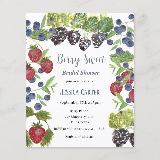 Lámina Blueberries Fruit Ducha de novia (Anverso)