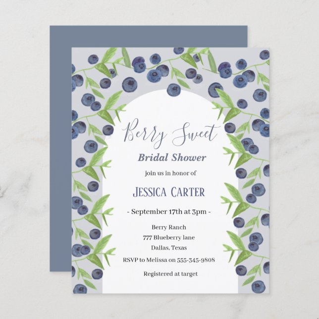 Lámina Blueberries Fruit Ducha de novia (Anverso / Reverso)