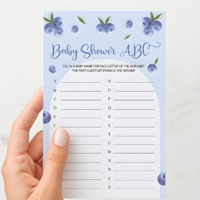 Lámina Blueberry Sweet Watercolor Baby Shower Juego ABC (Blueberry Sweet Watercolor Baby Shower ABC Game)