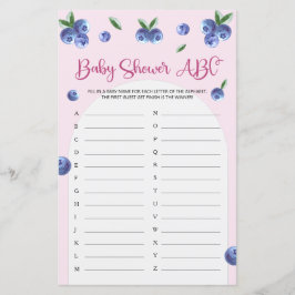 Lámina Blueberry Sweet Watercolor Baby Shower Juego ABC