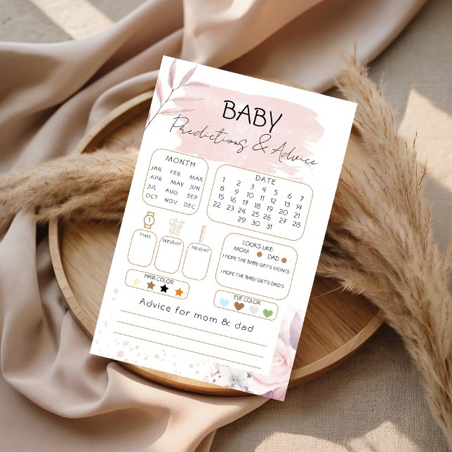 Lámina Blush Floral Predictions & Advice Baby Shower Game (Subido por el creador)