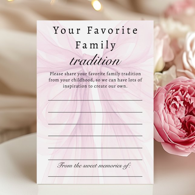 Lámina Blush Pink Bow Family Tradition Shower Card (Subido por el creador)