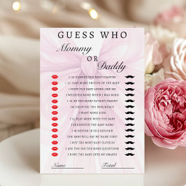 Lámina Blush Pink Bow Mommy Daddy Baby Shower Game