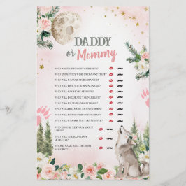 Lámina Blush Pink Floral Moon Wolf Daddy or Mommy Games