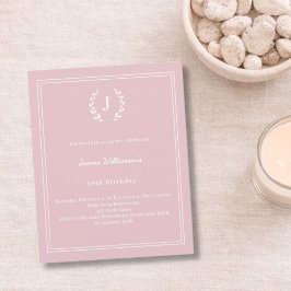 Lámina Blush pink monogram wreath birthday invitation