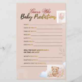 Lámina Blush pink  Playful Baby Shower Predictions Card