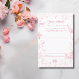 Lámina Blush Pink Safari Jungle Baby Shower Advice Card