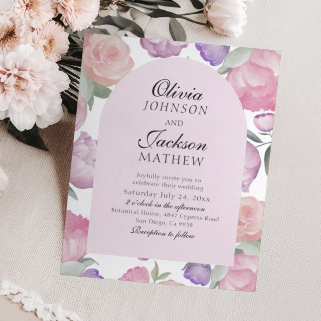 Lámina Blush Pink Watercolor Floral BUDGET Wedding (Subido por el creador)