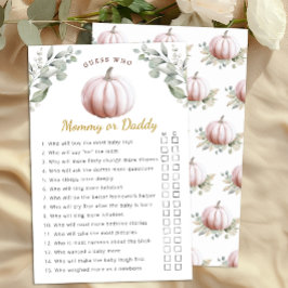 Lámina Blush Pumpkin Fall Baby Shower Mommy or Daddy Game