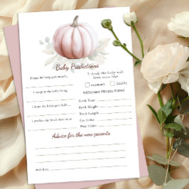 Lámina Blush Pumpkin Fall Baby Shower Predictions Card