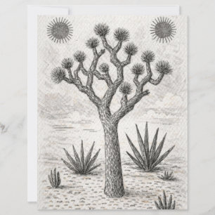 Lámina boceto de árbol de josué   arte de boceto del desi