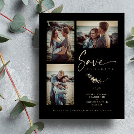 Lámina Boda 3 fotos de ramas de moda negro de presupuesto