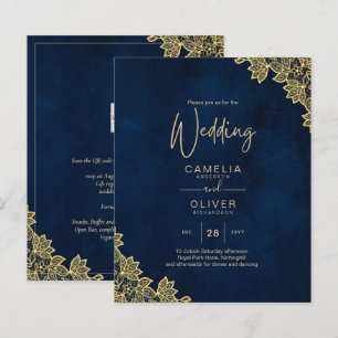 Lámina Boda All-in-1 de la Marina de Oro invita a QR Co