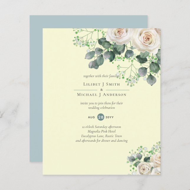 Lámina Boda amarillo limón amarillo salvia Eucaliptus (Anverso / Reverso)