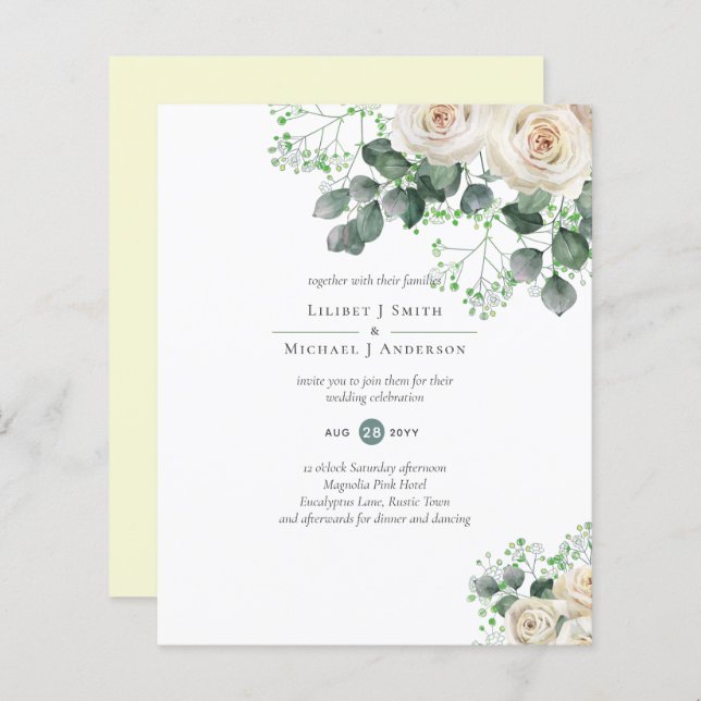 Lámina Boda amarillo limón amarillo salvia Eucaliptus (Anverso / Reverso)