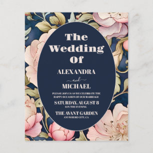 Lámina Boda Art Nouveau con Acuarela de Peonía Rosa Presu